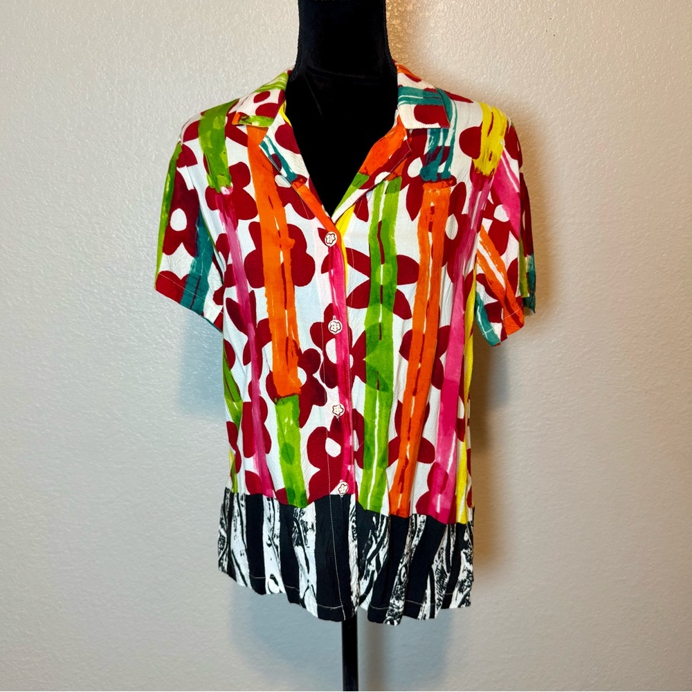 Jams World Valerian Print Button Up Top Multicolor Size Small - Picture 16 of 16
